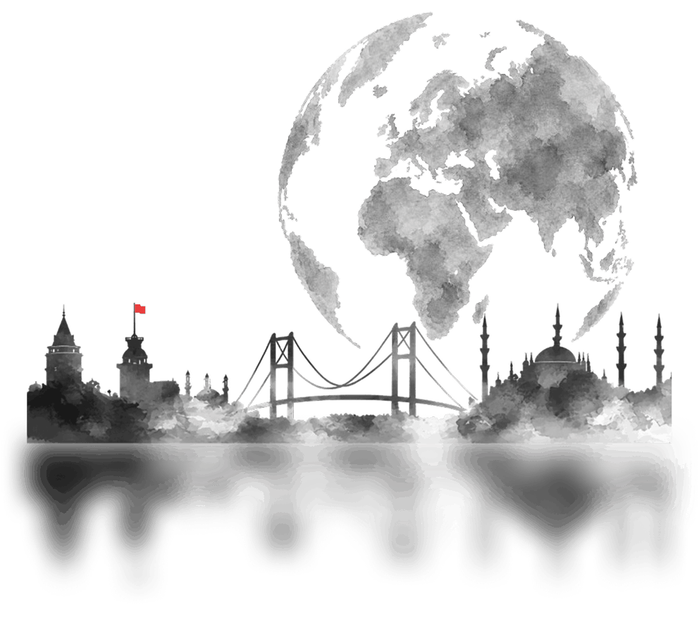 Globe with Istanbul skyline marking Türkiye
